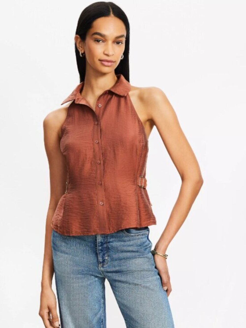 LOFT Belted Cutaway Vest Top size Small NWT